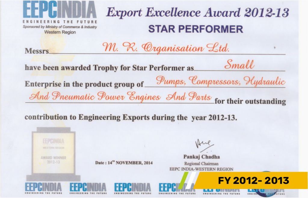 EEPC STAR PERFORMER FY 2012- 2013